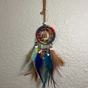 Eco friendly natural hand-crafted healing rainbow crystal windchime dreamcatcher